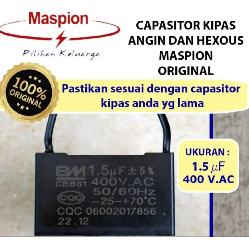 Kapasitor kipas angin 1,5uf Original