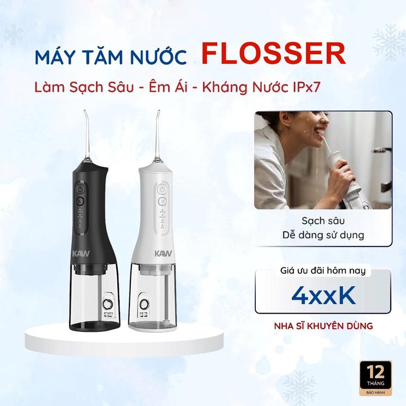  Máy Tăm Nước Nha Khoa Flosser cao cấp chính hãng Chống nước tốt Công suất mạnh Tặng kèm vòi xịt dây sạc USB 
