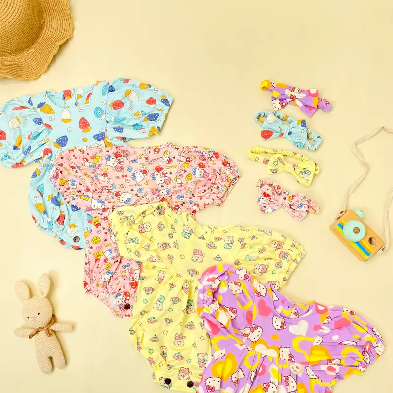 ROMPER WUFFY by MAYBEE BAJU BAYI NEWBORN BAHAN KAOS INCLUDE HEADBAND BY MYBEE (SNI) 0-12 BULAN 7