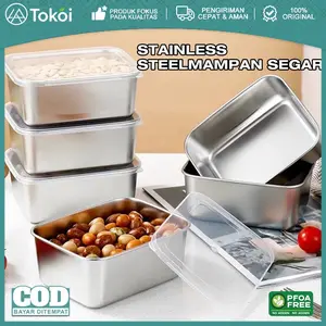 Tokoi Wadah Makanan Stainless Steel 304 Tahan Karat Kedap Udara Bebas BPA Tutup Rapat Food Container Bertutup Food Box Food Storage Tahan Suhu Ekstrem Stackable Multifungsi