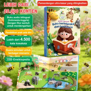 SmartBaby Buku audio ensiklopedi dwibahasa Indonesia-Inggris dengan 14 adegan bertema kognitif dengan 7 langkah tuts piano Membantu anak mempelajari hal-hal yang ada dalam kehidupan sehari-hari dengan cepat Kuis interaktif untuk anak usia 2-10 tahun