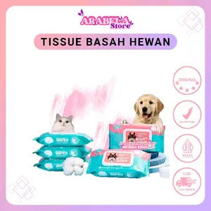 Hewan Peliharaan Tisu Basah 80pcs Kucing Anjing Sterilisasi Bau Air Mata Tisu Basah | Lap Kaki Pantat Telinga Dagu Sekali Pakai Tisu Mandi
