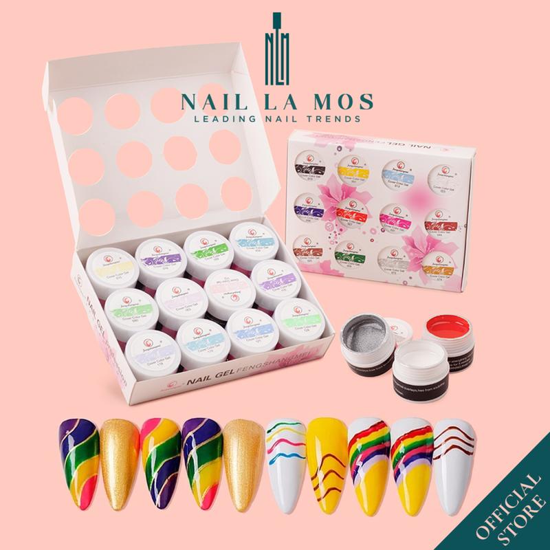 Set gel vẽ Fengshangmei 12 màu chính hãng - Gel vẽ nổi chất đậm đặc 12 màu chuyên dụng
