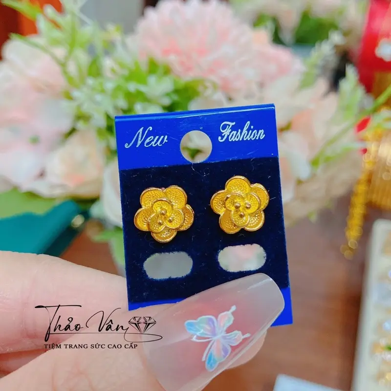 Hoa tai nụ hoa mai - trang sức phủ nano cao cấp