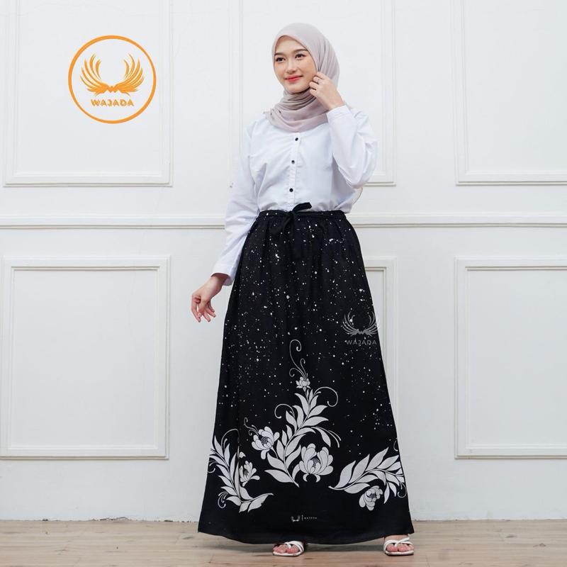 ROK SANTRIWATI ROK BATIK WANITA BAWAHAN WANITA ROK BAHAN RAYON ROK GOYOR Muslim Motif Hitam Panjang Bawahan Karet Katun 4