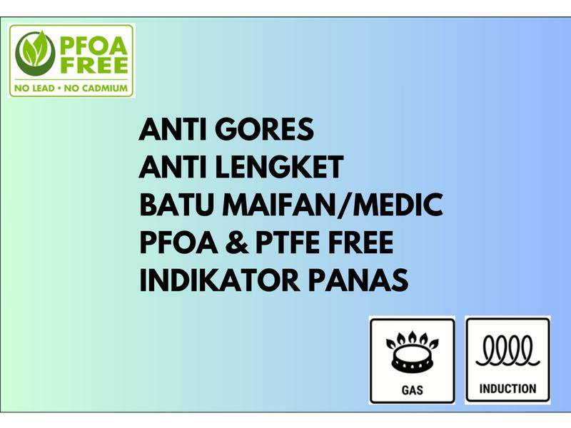 3big1 Grill Non-Stick Medic Stone Fry Pan Wajan Besar 3 dalam 1 Panggang Tumis Batu Medis Anti Lengket + Indikator Panas 6