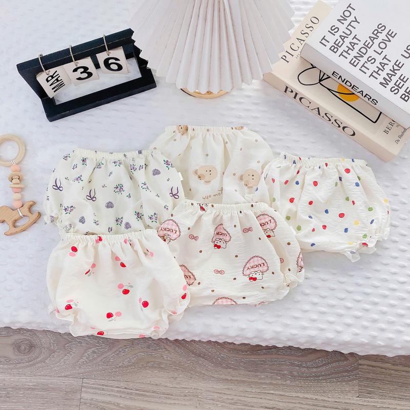 Combo 10 Quần Đùi Ống Nhún Bèo Cho Bé Gái Size 1-5 Vải Đũi Mềm Mại Thiết Kế Xinh Xắn Phong Cách Hàn ( Có Lẻ Set 5 Chiếc )