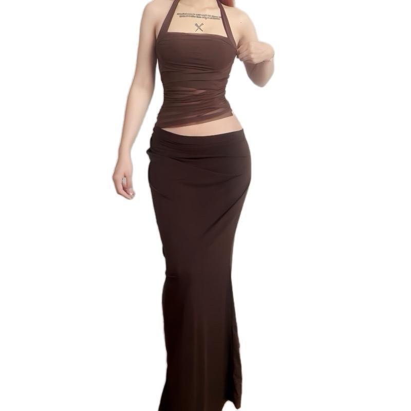 Đầm body nữ cổ yếm khoét eo phối lưới sang chảnh Lolystore dress women