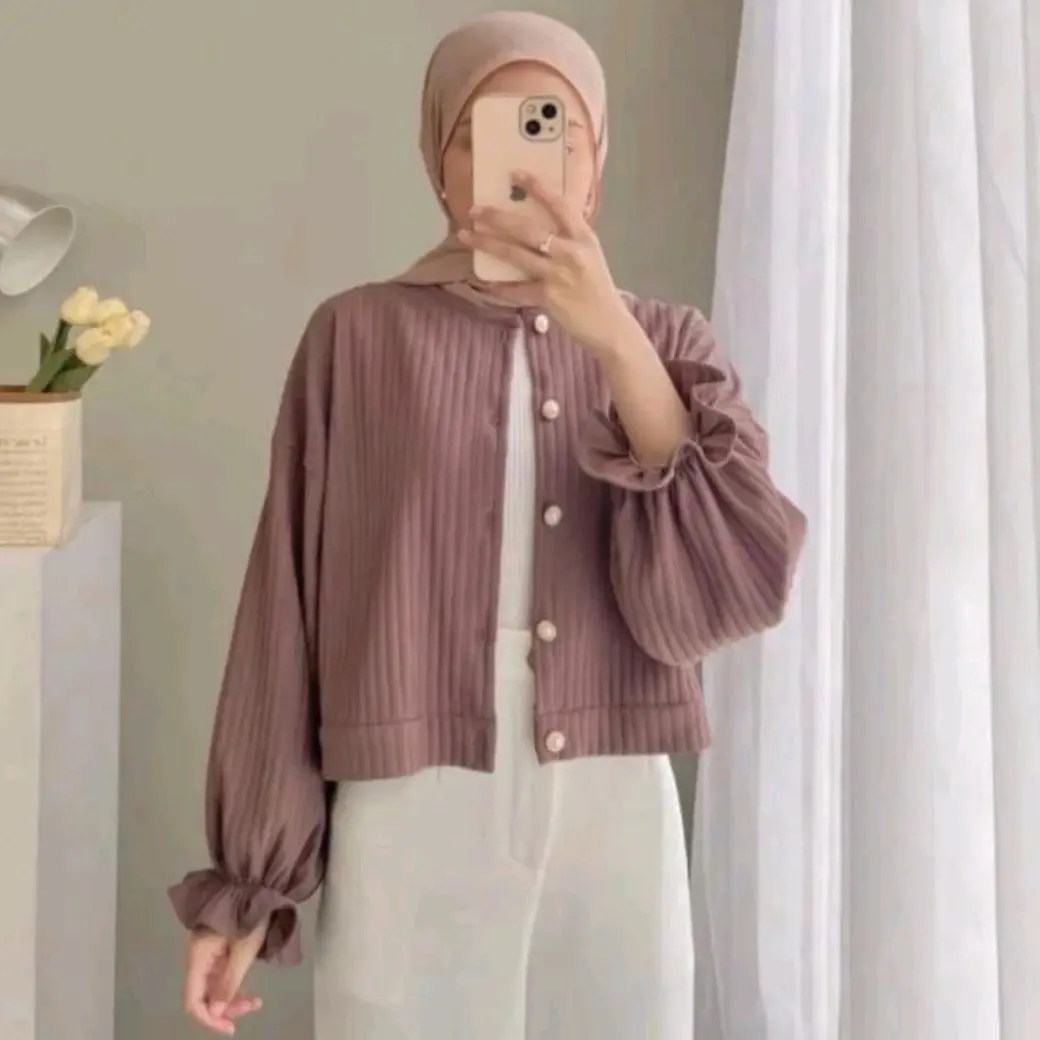 BELA CARDI OUTER CARDIGAN KOREAN STYLE KNIT HORNET PRRMIUM Tebal Panjang Mutiara Vintage Kancing Baju