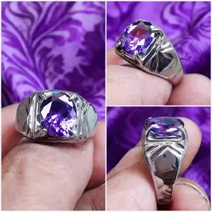 Cincin Permata Ketjubung Ungu Diamond Mban Monel Gigi Terbaik
