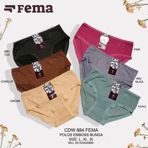 Paket Hemat 3,6,12Pcs Celana Dalam Wanita CDW Fema 884 889 Motif Emboss Bahan Katun Lembut Nyaman - HL0470