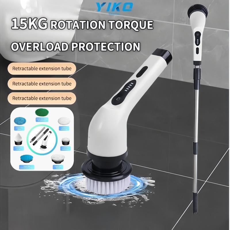 7 Replacement Brush Heads Electric Rotary Scrubber with Extended Handle and Rechargeable Battery 1