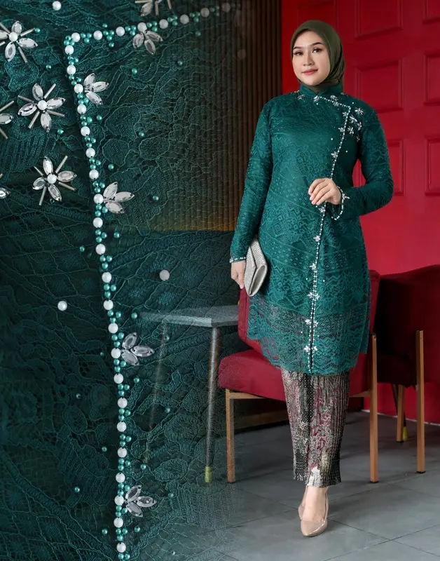 New Kebaya Tunik Brokat Janggan Sudah Ful Payet Baju Seragam Pesta Kondangan Keluarga Kebaya Wanita Wanita Kekinikan Dan Acara Lainya 8