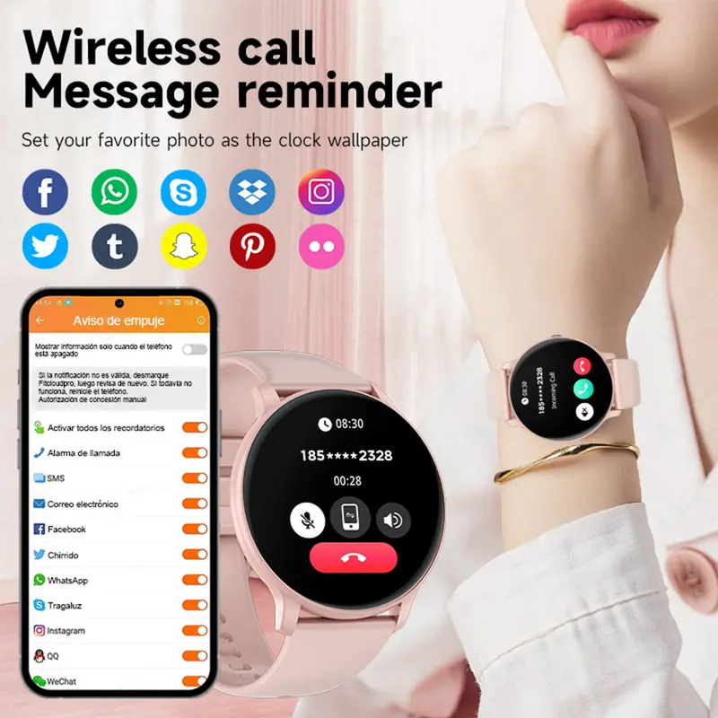 LIGE New 2025 Jam Tangan Pintar Wanita Panggilan Bluetooth Pelacak Kebugaran Pemantauan Tidur Smartwatch For Android iO 7