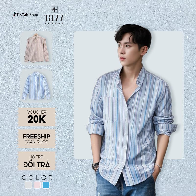 ( DEAL MỞ BÁN ) Áo Sơ Mi Kẻ Linen Tà vạt bầu DU LỊCH HÈ BIỂN 2025 dài tay cotton đũi kẻ sọc đi chơi unisex nam nữ style form hàn quốc