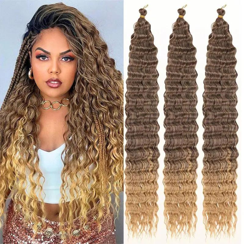 Sâu sóng Twist Crochet tóc tự nhiên tỏa sáng tổng hợp xoăn bện phần mở rộng tóc…