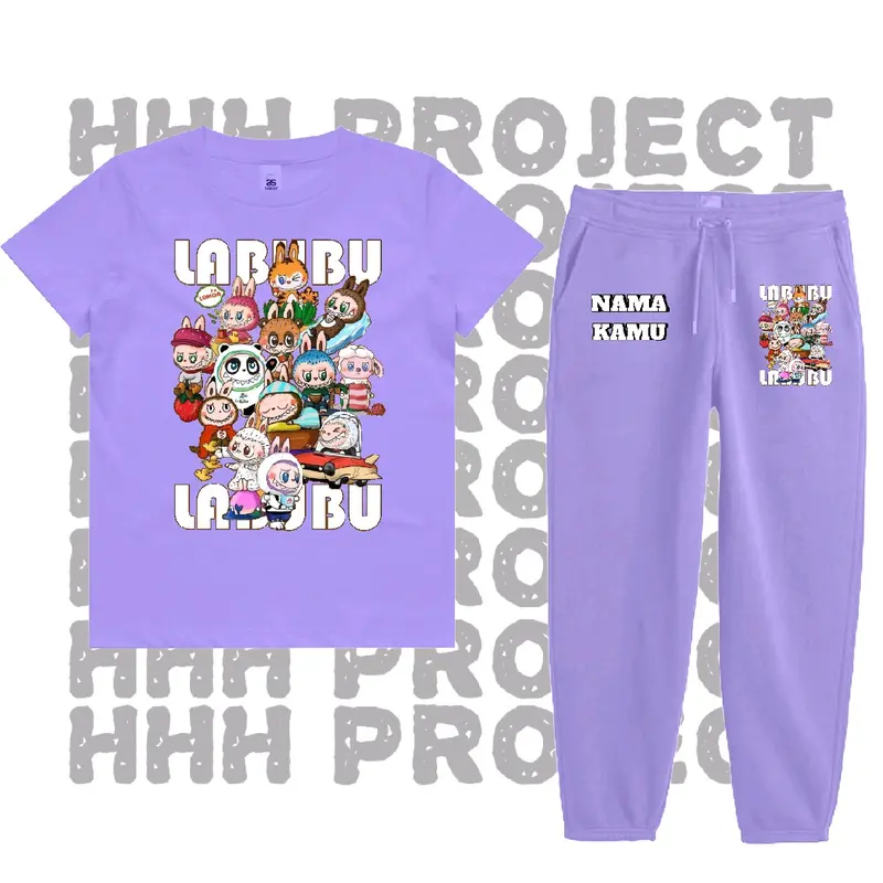 Baju Kaos Setelan Anak LABUBU ALL CHARACTER Best seller high quality Bisa COD FREE NAMA- Fashion kaos  labuh 1