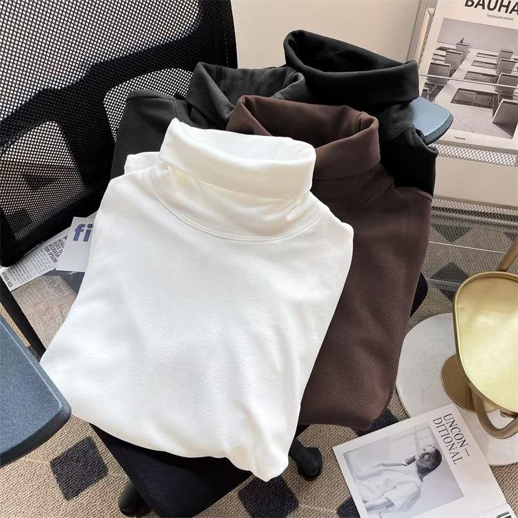 Áo Sơ Mi Giữ Nhiệt Nam Cổ Lọ Mùa Đông Dài Tay Ngoại Cỡ L-5XL Quần Áo Cơ Bản Ấm Áp Có Màu Xanh Lá Cây Cà Phê Kaki Xám Đen Và Trắng