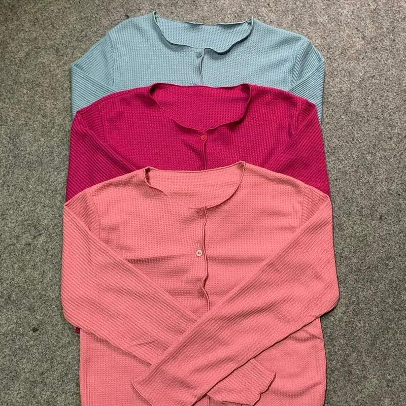 Cardigan Crop Top Korean Style Model | Cardigan Waffer | Cardigan Wanita Lengan Panjang | Cardigan Kancing Premium  Nyaman Tebal Cantik
