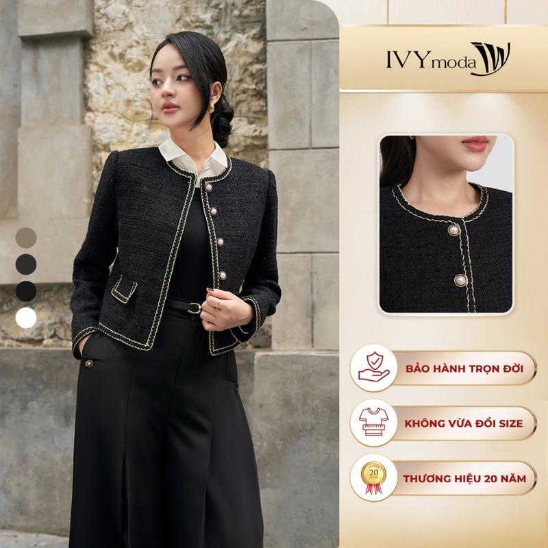 Áo khoác Tweed cổ điển  Áo khoác Thu Đông nữ IVY moda MS 67M8085 