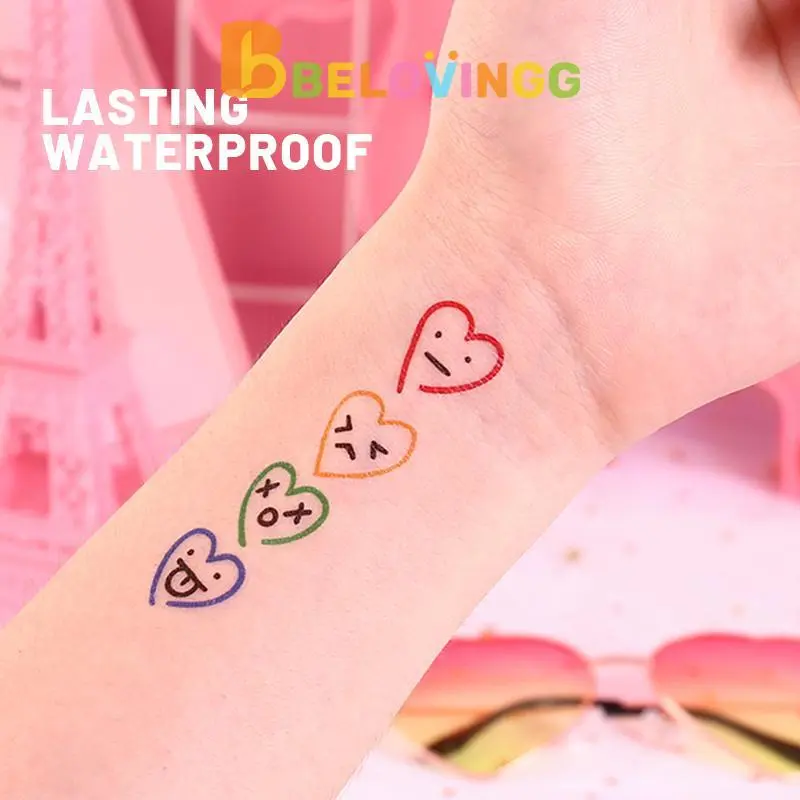 Sticker Tattoo Temporarry Emoticon Cute Stiker Garis Senyum Pelangi Belajar Lucu Stiker Tato Tahan Air Tahan Lama -BE 7