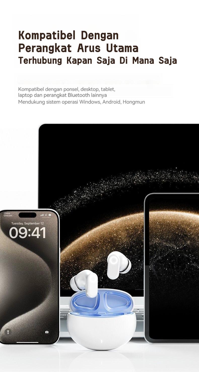 [COD] Yincoree [J16] Earphone Bluetooth 6.0 TWS - Reduksi Kebisingan Hybrid -48dB, 6-MIC ENC, 24 Jam Baterai, Latensi Rendah 0.04s, Audio 360° - Headset Nirkabel Kulit Gading untuk Gaming & Kerja In Ear Peredam Mikrofon Bawaan