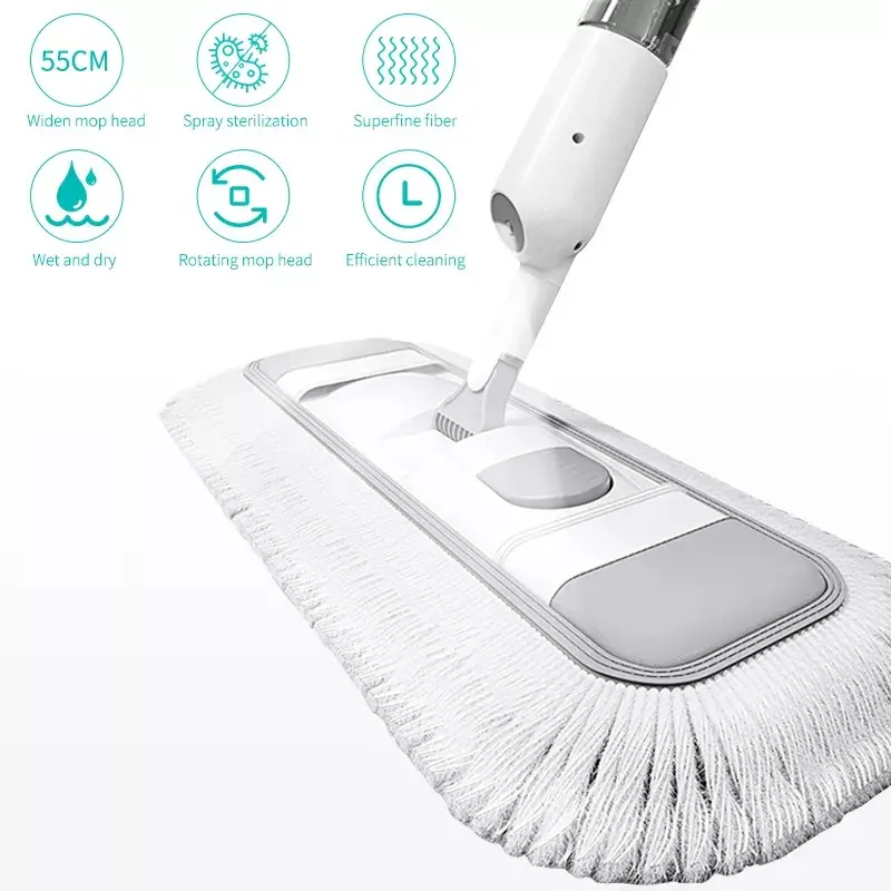 55CM Spray Dust Mop for Floor Cleaning Microfiber Professional Dry & Wet Flat Mops with a Extra Chenille Refill Mopping
