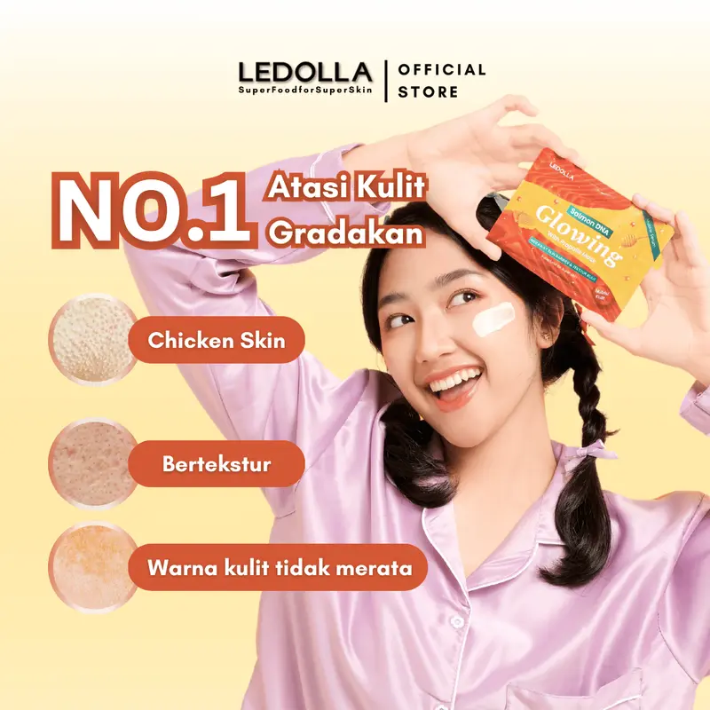 LEDOLLA - 5PCS Masker Salmon DNA Glowing With Propolis Extract | Skin Barier Kulit Bertekstur| Masker Organik Bubuk Mengatasi Chicken Skin |Masker Untuk Pori-Pori dan Mencerahkan| Masker Wajah Glowing |Hyaluronic Acid Skincare Gradakan BPOM | Free Spatula 1
