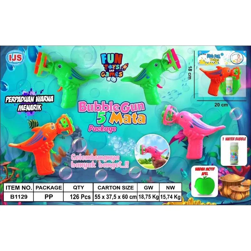 bubble 5 mata atau 4 mata 1128 atau ikan A 011  atau kantong 1129 / sabun air / mainan