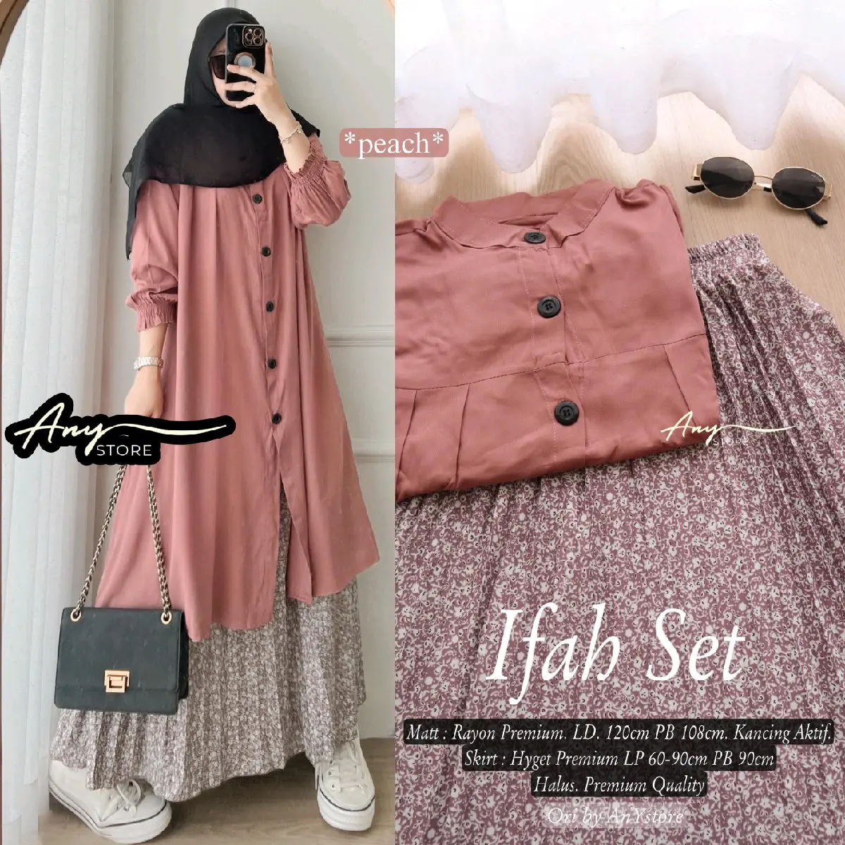 SETELAN TUNIK SET ROK IFAH MEWAH PREMIUM QUALITY ORI ANYstore