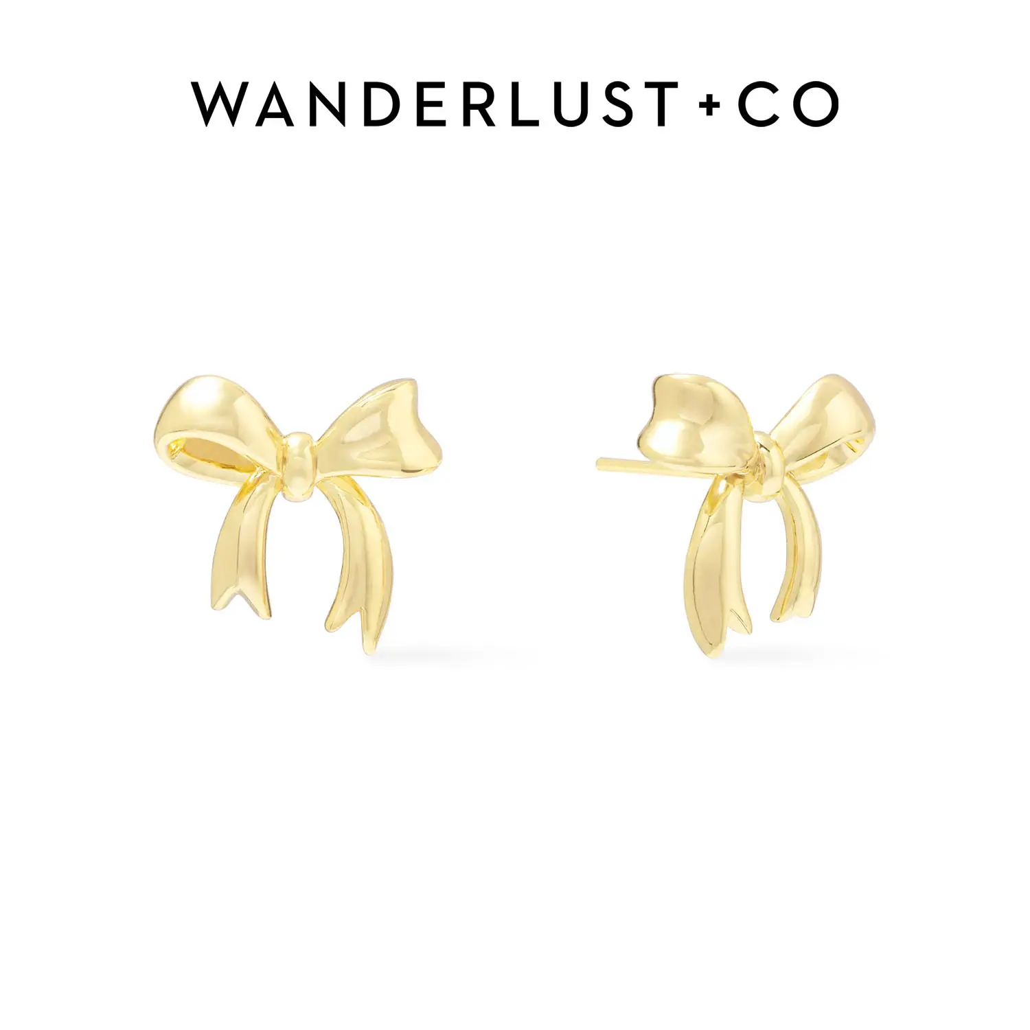 Wanderlust + Co Bow Gold Stud Earrings 14K Gold Plated Hypoallergenic Jewelry Shower-safe