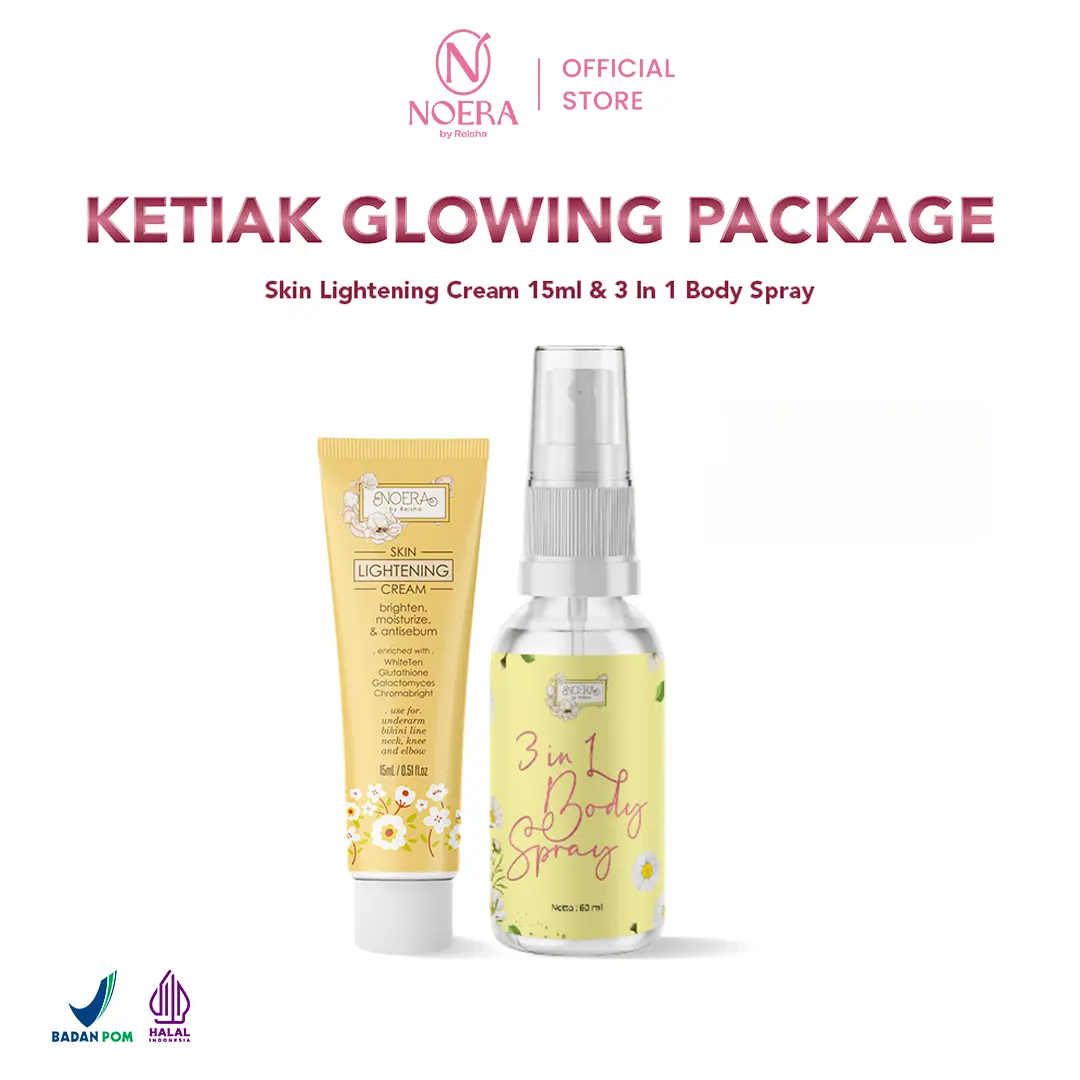 Paket Noera Skin Lightening Cream 15ml & Noera 3 in 1 Body Spray