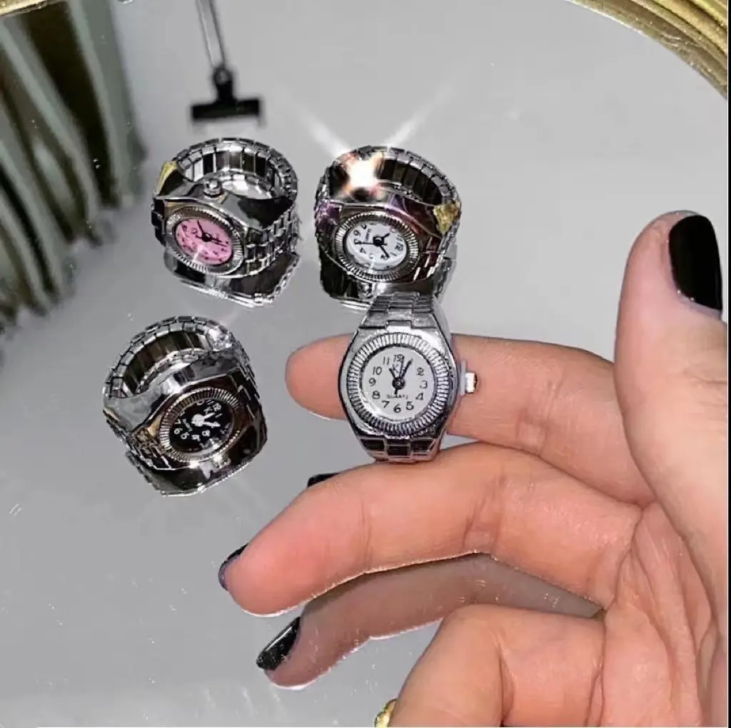 SANDA Simple Fashion Punk Watch Ring Versatile Niche Couples Finger Watch Mini Clock Retro Creative Digital Watches