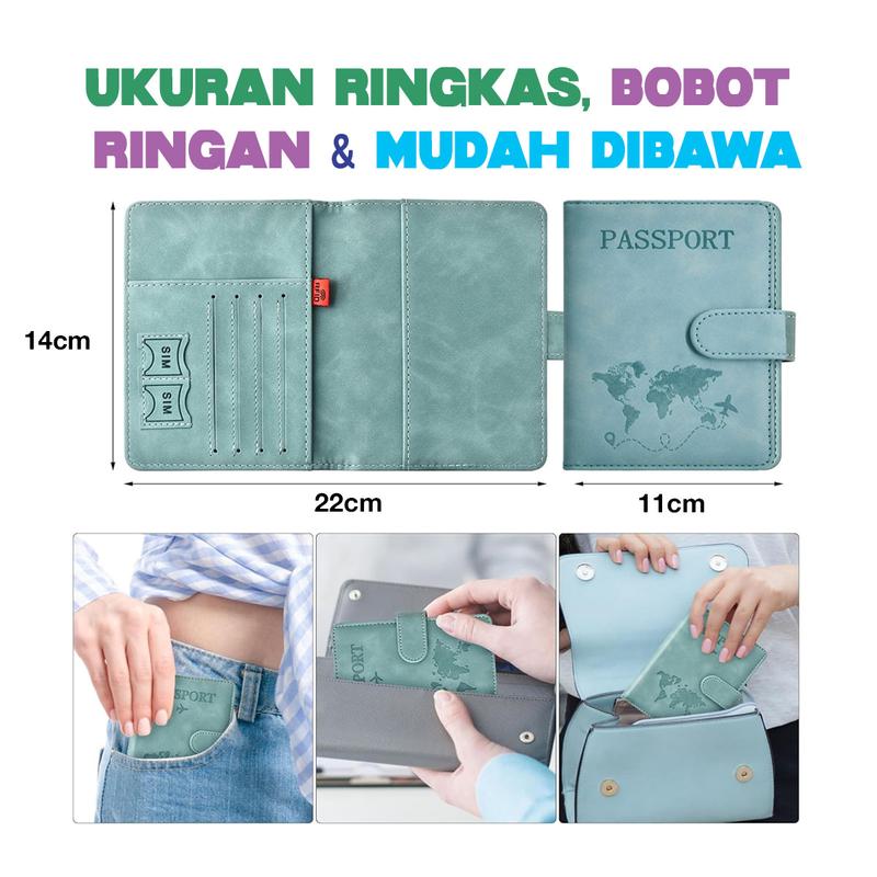 TQ Passport Holder PU Leather RFID Block Dompet Paspor Travel Kulit Kunci Magnet Wallet Pasport Cover Case 6