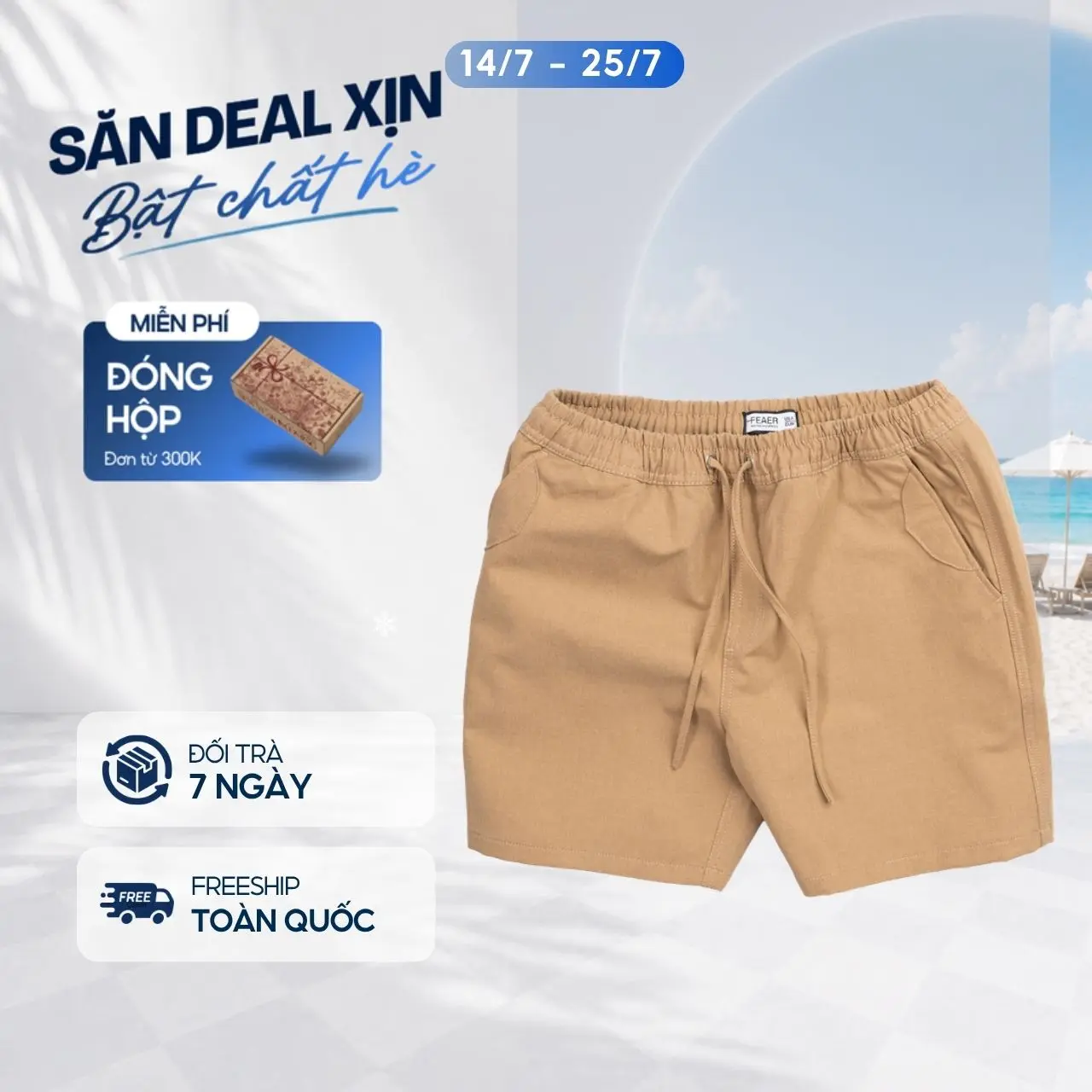 [UPDATE MÀU VÀNG CÁT] Quần Short Nam Vải Kaki Có Túi, Dây Rút Đa Năng, Cao Cấp, Trẻ Trung - FEAER DENIM
