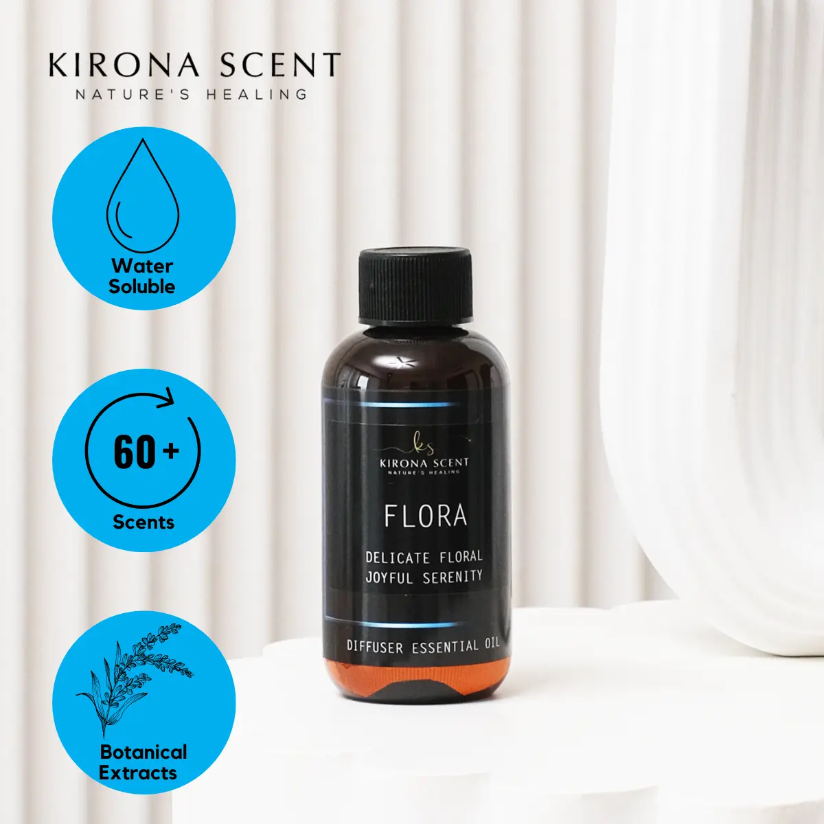 [KIRONA SCENT] 120ML Diffuser Essential Oil | Water Soluble | For Humidifiers, Water Air Purifiers, Water Aroma Diffusers | More than 60 scents | Made in Singapore