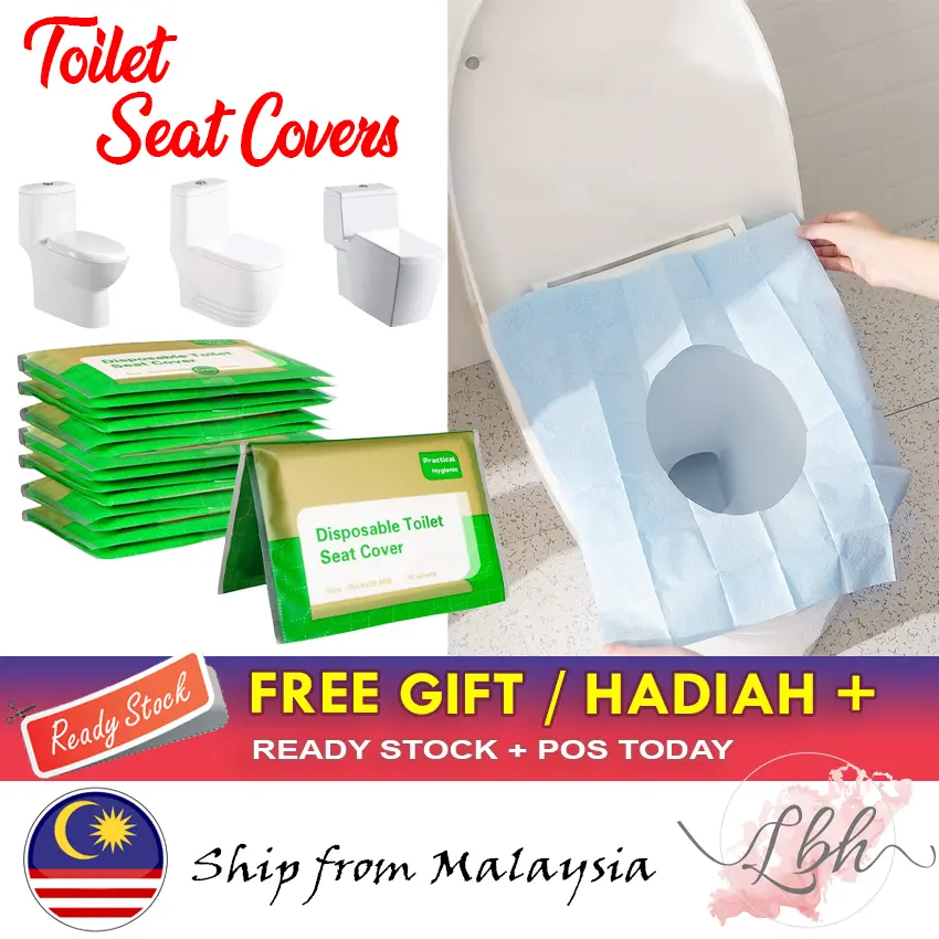 [LBH] 10 Sheet/Pack Flushable Toilet Seat Cover Paper Disposable Pelapik Tandas Duduk - BA37