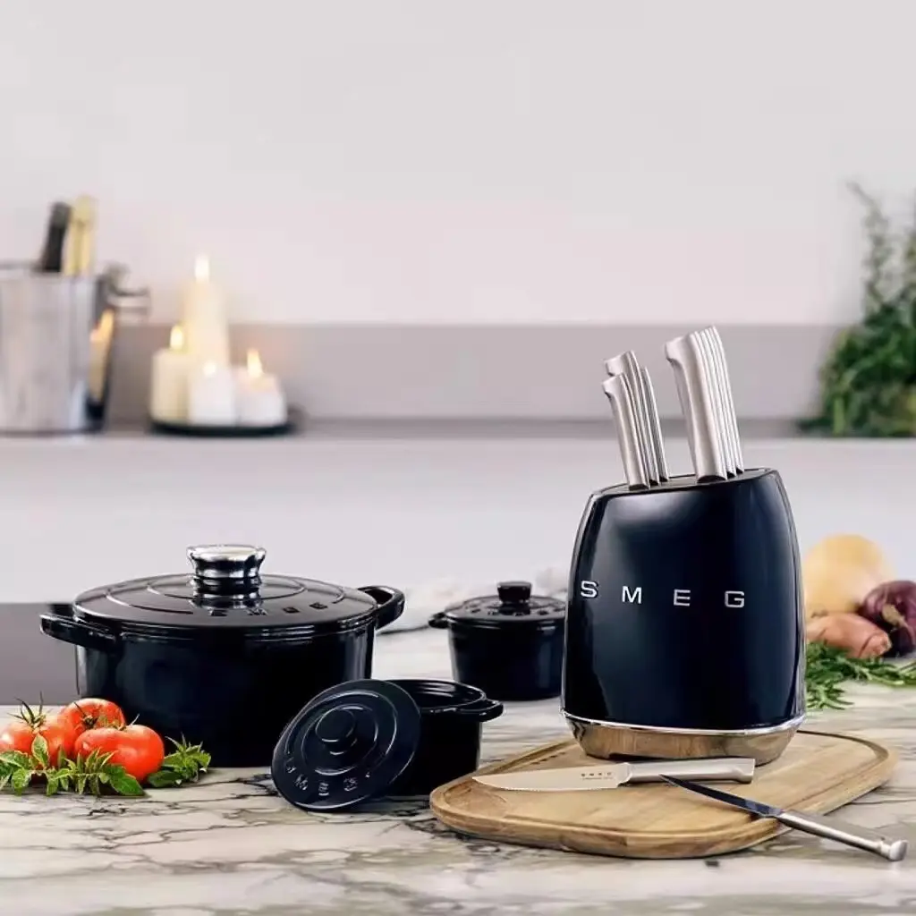 SMEG Knife Set Stainless Steel Kitchen Knife Chef Knife Set Housewarming Gift Multipurpose Knife Vegetable Knife Cream White Black Antique