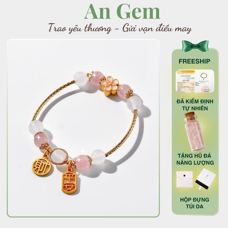 Vòng tay đá tự nhiên mix charm chữ may mắn bình an Tết Cổ Truyền 2025 An Gem, lắc tay phong thuỷ phối charm mai vàng đào thắm đón Xuân quà tặng sinh nhật giáng sinh Noel Tết Valentine [TẶNG HŨ ĐÁ NĂNG LƯỢNG]