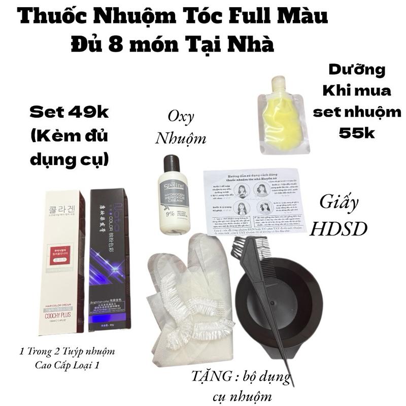 Thuốc Nhuộm Tóc Full Màu Đủ 8 món Đủ dụng cụ Chọn Dưỡng keratin thêm mượt