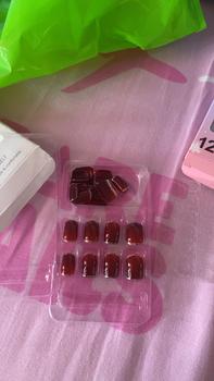 Product Review of 24 buah/kotak anggur merah kuku palsu berbentuk hati Art Lem Nail Box Cat from N**e 0