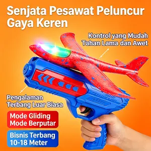 pesawat mainan pesawat Alat Peluncur Pesawat Terbang Manual Mainan Anak Edukasi Motorik Bahan Busa Empuk Aman Jarak Jauh Tembakan Pesawat LED Light Viral Murah Berkualitas