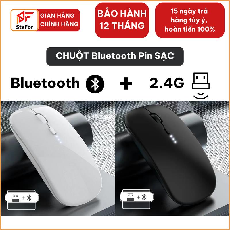Chuột Không Dây Bluetooth Pin Sạc Silent Click Kết Nối 2 Chế Độ Cho Mọi Thiết Bị Máy Tính, Laptop, sang trọng cao cấp.