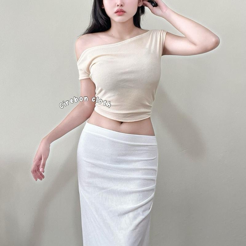 Cirebon Cloth - Nixie Top Off Shoulder / Sabrina Short Slevee / Atasan Wanita Crop Top / Baju Atasan Wanita Sabrin Panjang Pendek 3