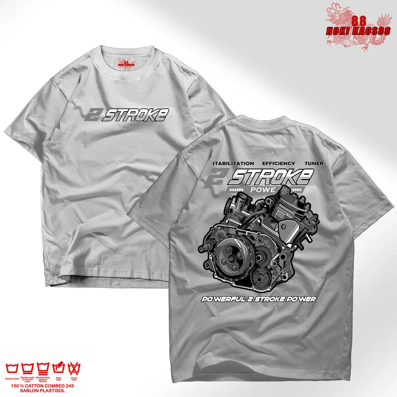 Hoki Kaos88 Kaos Distro 2 Stroke V.1 Racing Style Unisex Pria Wanita Cotton Combed 30s Hoki Kaos88 Baju Motor Keren Oblong Surfing Anime Bisa Cod Katun Sablon Samping Jepang 1