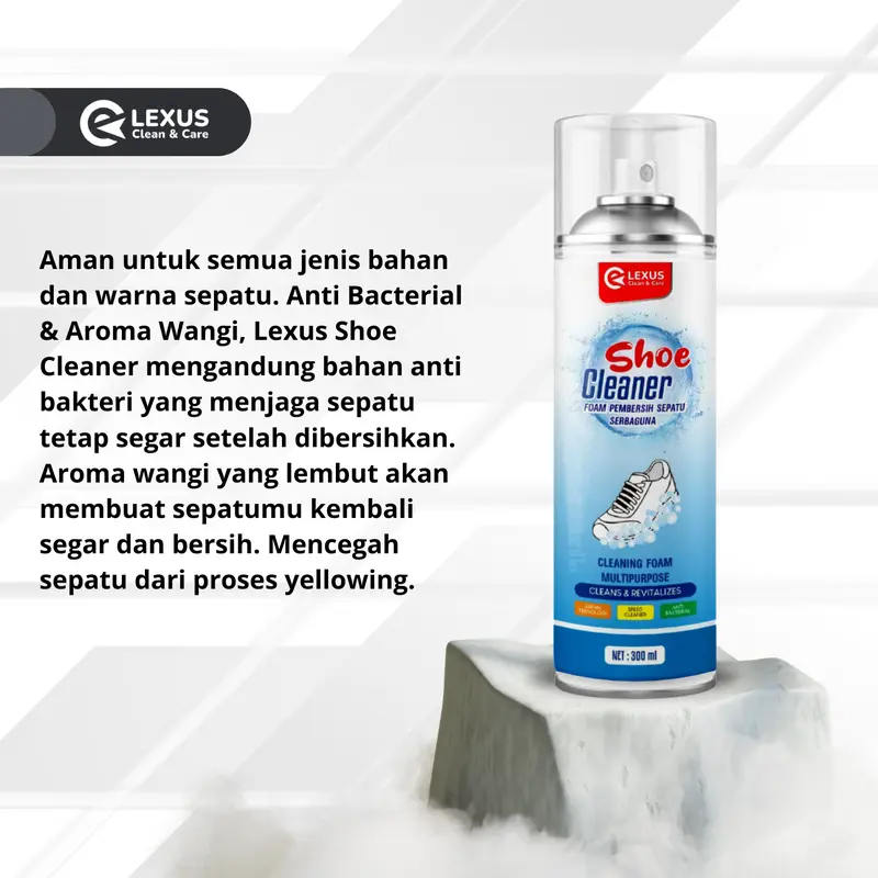 Lexus Shoe Cleaner Pembersih Sepatu Serbaguna Modern dan Praktis/ MultiPurpose Foam Cleaner Pembersih Sepatu Free Lap Microfiber Putih 5