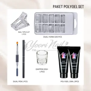 Paket polygel extension nail set paket nail art murah extens poly gel