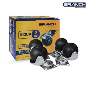 Set 4 Roda Karet Bulat BRANCH 2 Inch untuk Lemari, Kulkas, dan Etalase