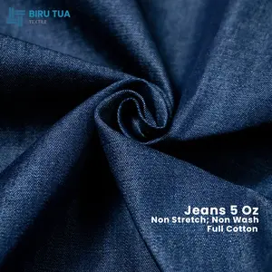 Bahan Blue Jeans 5 Oz Cotton Katun 100% / Kain Denim Tipis / Kain Kemeja / Gamis Denim Biru - 0,5 YARD (45 cm)