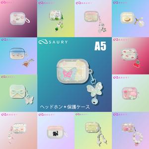 SAURY A5 (Bluetoothワイヤレスイヤホン + 保護ケース) ハンドメイド 漫画 かわいい 保護ケース [iOS と Android に対応]
